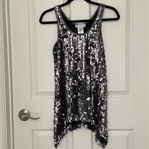 PAPILLON BLANC. SILVER SEQUIN TANK. SIZE XS